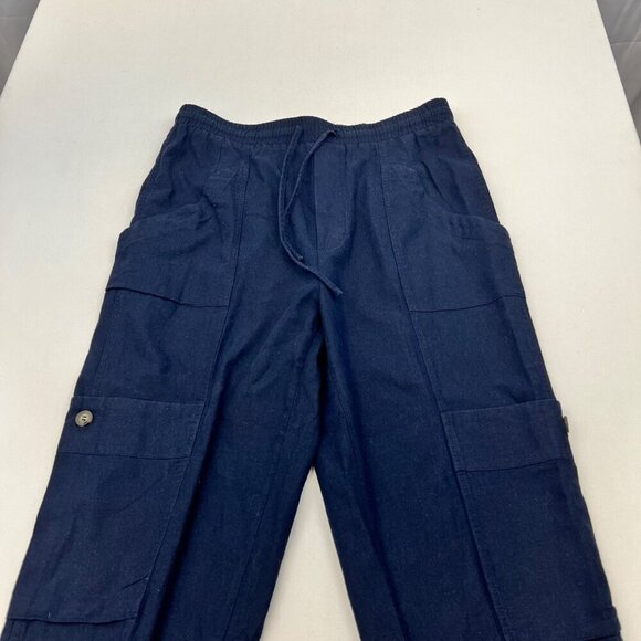 Joie Womens Linen Blend Cargo Pants Navy Size Large Drawstring - Picture 2 of 9